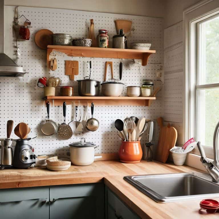 Pegboard kitchen organization system