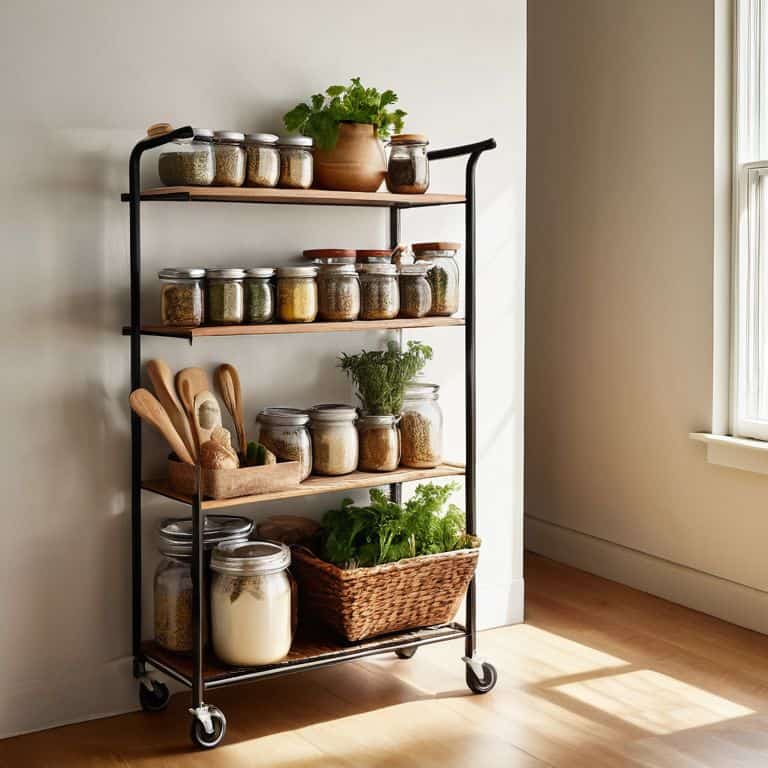 Rolling cart pantry guide