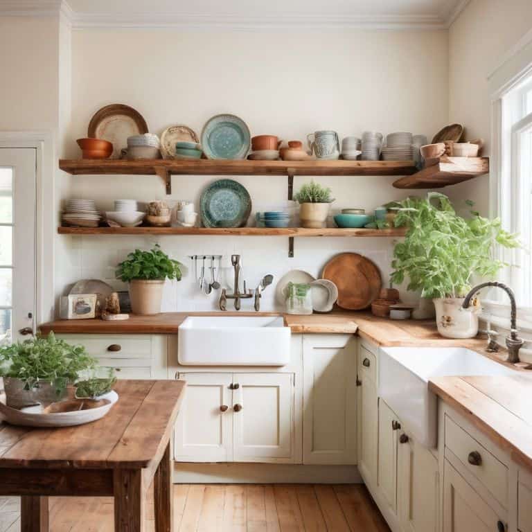 Open shelving look in kitchen