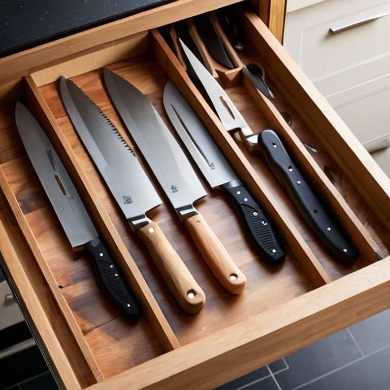 Storing knives without a knife block